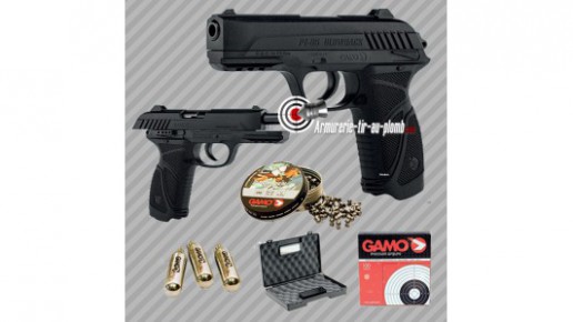 Pack Gamo Pistolet PT85 de 4 Joules avec cibles, plombs et CO2