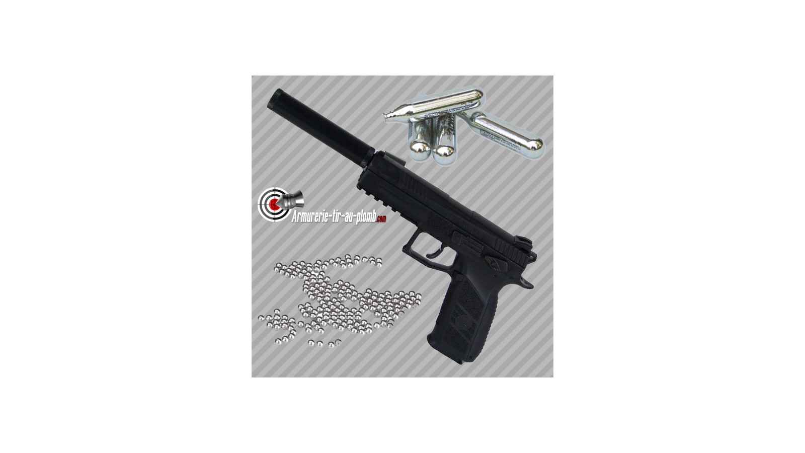 Pistolet à plomb CO2 ASG CZ 75D Compact (2,4 joules) Finition Noir