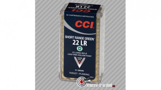 50 cartouches CCI 22LR Short range green HP - 21 grains plinking