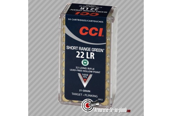 50 cartouches CCI 22LR Short range green HP - 21 grains plinking