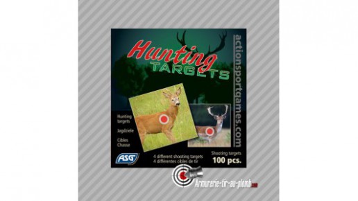 100 cibles hunting target 14x14cm 4 animaux