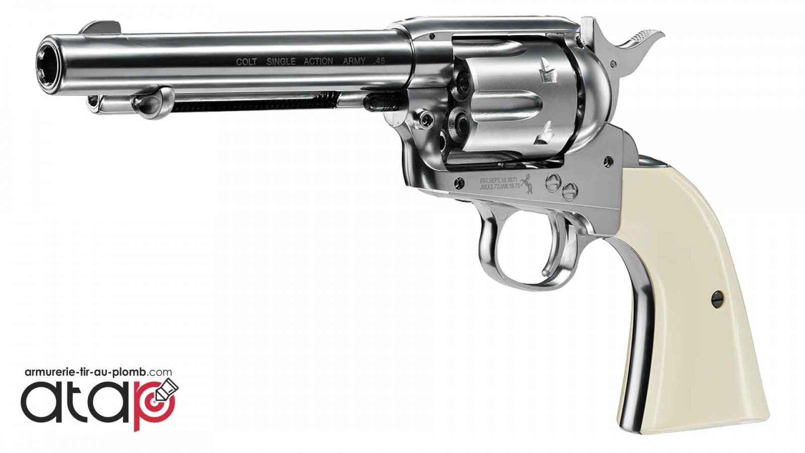 Colt SAA45 metal et nickel - Revolver à billes acier