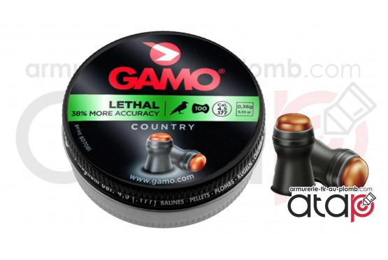 Gamo Lethal Plomb 4,5 mm avec ogive cuivre plate pour chasse ou tir plinking.