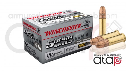 50 cartouches Winchester Super speed 22LR tête pleine 40gr