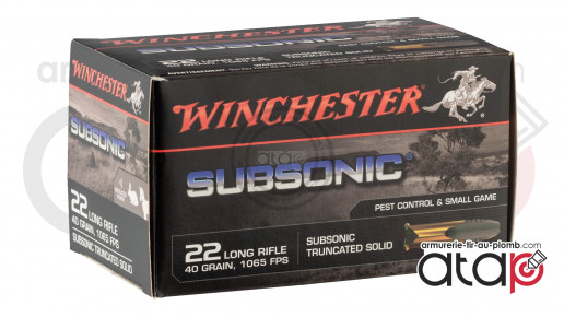 50 cartouches Winchester 22LR subsoniques truncated
